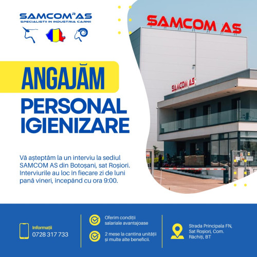 Samcom AS angajează personal de igienizare