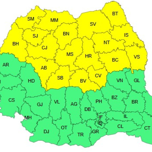 Avertizare meteo Cod Galben pentru vreme rece în România