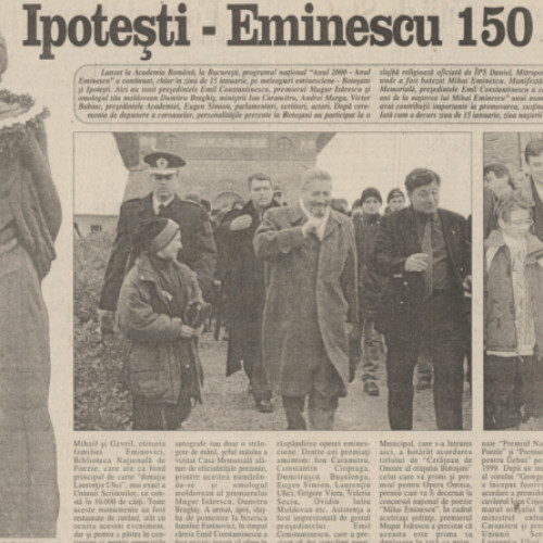 Program cultural dedicat lui Mihai Eminescu organizat în 2000