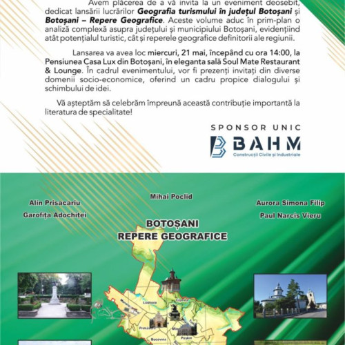 Botoșaniul găzduiește lansarea a două volume despre geografia și turismul regional