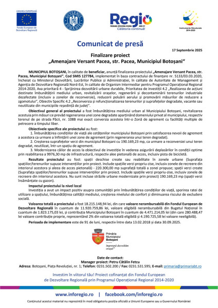 Municipiul Botoșani finalizează amenajarea versantului de pe strada Pacea