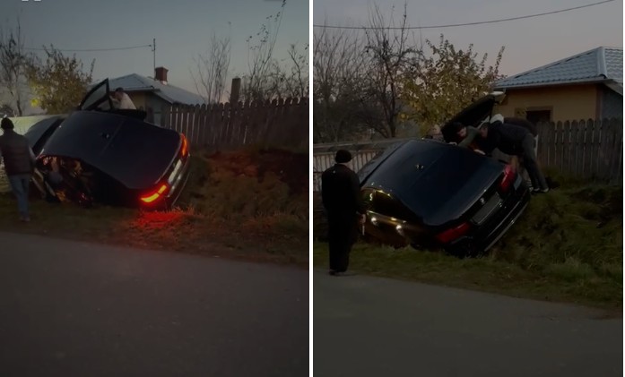 Băut la volan, un șofer din Botoșani a intrat cu mașina într-un cap de pod